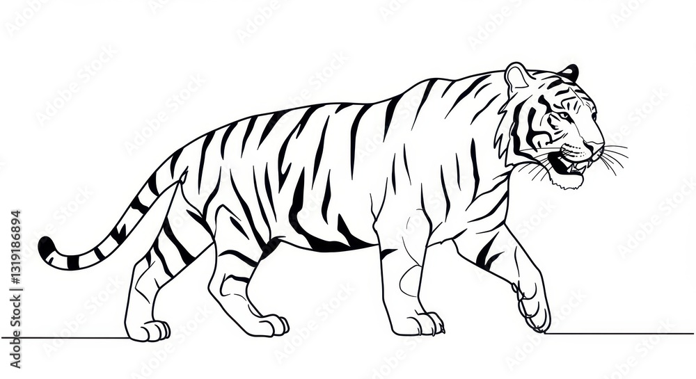 Obraz premium Simplified Line Drawing of a Tiger