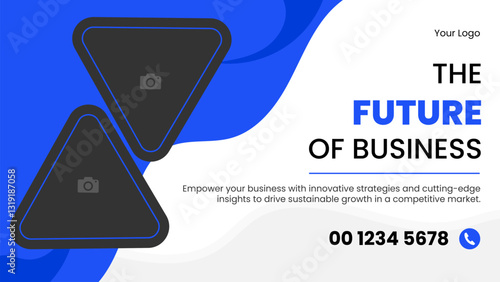 Editable Simple Business Conference Invitation with Geometric Design and Speaker Photo Area