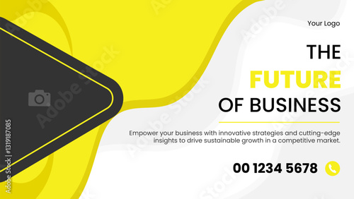 Editable Simple Business Conference Invitation with Geometric Design and Speaker Photo Area