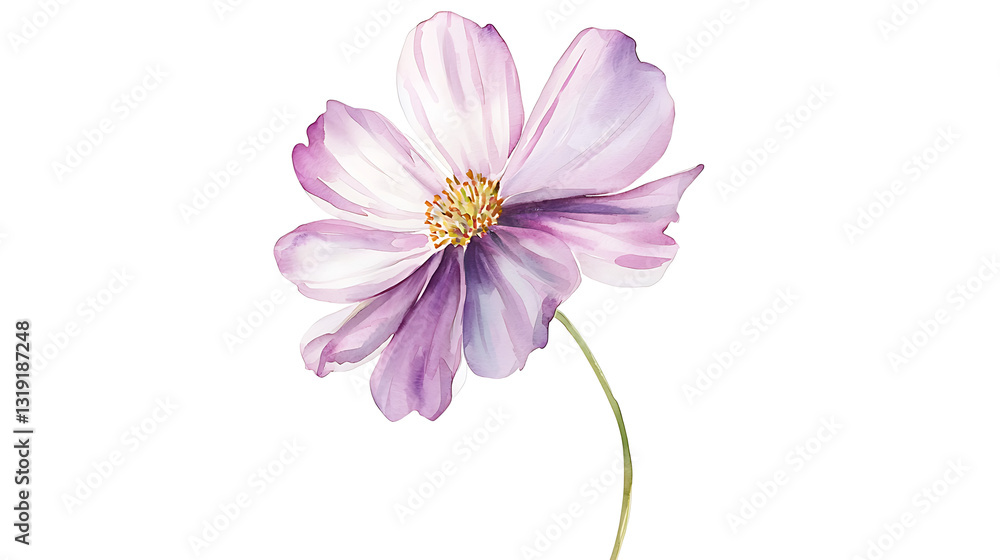 A watercolor painting of a flower with a stem A watercolor painting of a flower with a stem