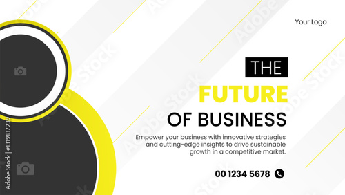 Editable Simple Business Conference Invitation with Geometric Design and Speaker Photo Area