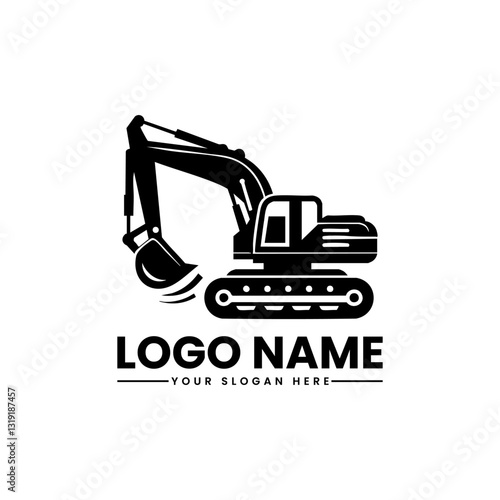 Excavator Vector Logo | Heavy Equipment Illustration | Construction Machinery Emblem
