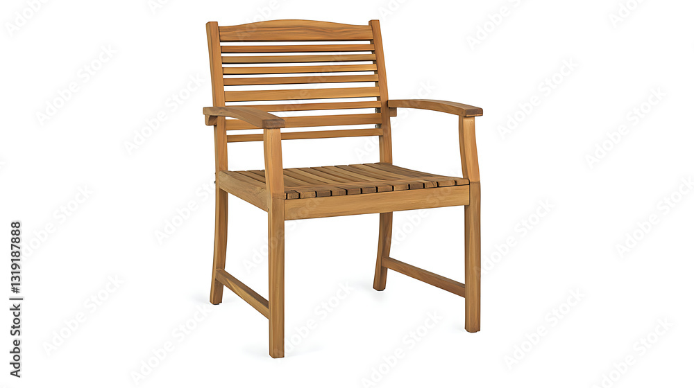 A wooden chair with a back and arm rests A wooden chair with a back and arm rests