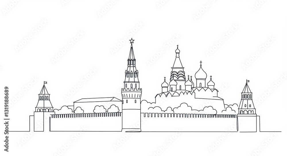 Fototapeta premium Simplified Line Drawing of the Kremlin