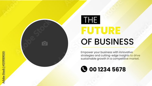 Editable Simple Business Conference Invitation with Geometric Design and Speaker Photo Area