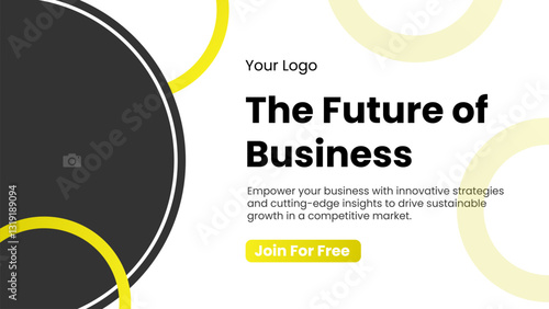 Editable Simple Business Conference Invitation with Geometric Design and Speaker Photo Area