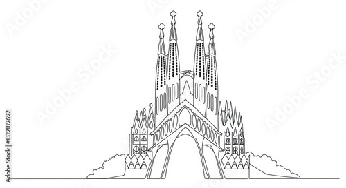 Simplified Line Drawing of Sagrada Familia