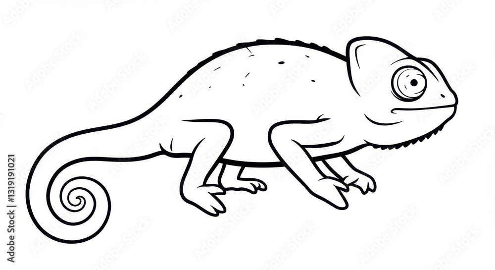 Obraz premium Simplified Chameleon Line Drawing