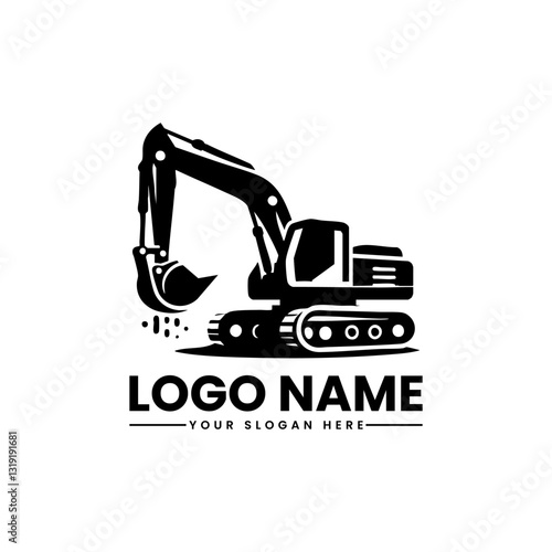 Excavator Vector Logo | Heavy Equipment Illustration | Construction Machinery Emblem