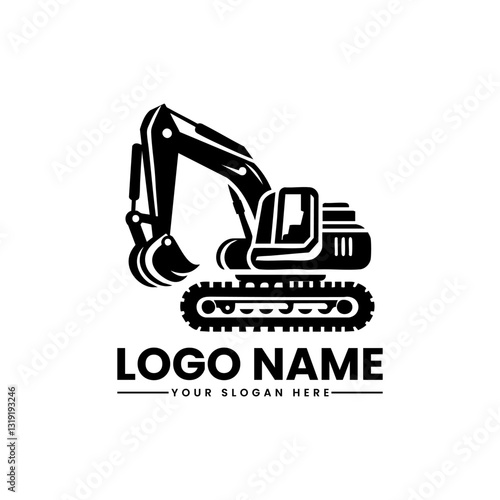 Excavator Vector Logo | Heavy Equipment Illustration | Construction Machinery Emblem