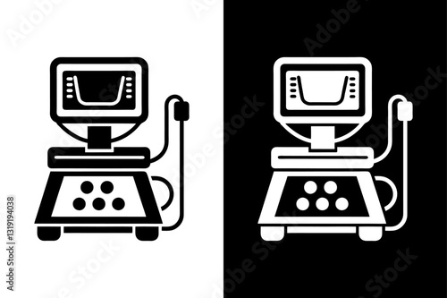 Simple Ultrasound Device Icon High-Quality Black and White Silhouette Vector.