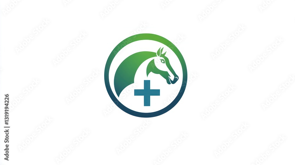 Veterinary horse logo graphic, circular design, medical symbol Veterinary horse logo graphic, circular design, medical symbol