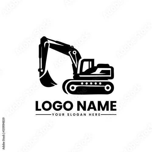 Excavator Vector Logo | Heavy Equipment Illustration | Construction Machinery Emblem