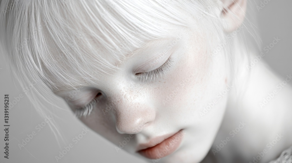 A young female model captured in a high-contrast studio portrait with artistic makeup. A young female model captured in a high-contrast studio portrait with artistic makeup.