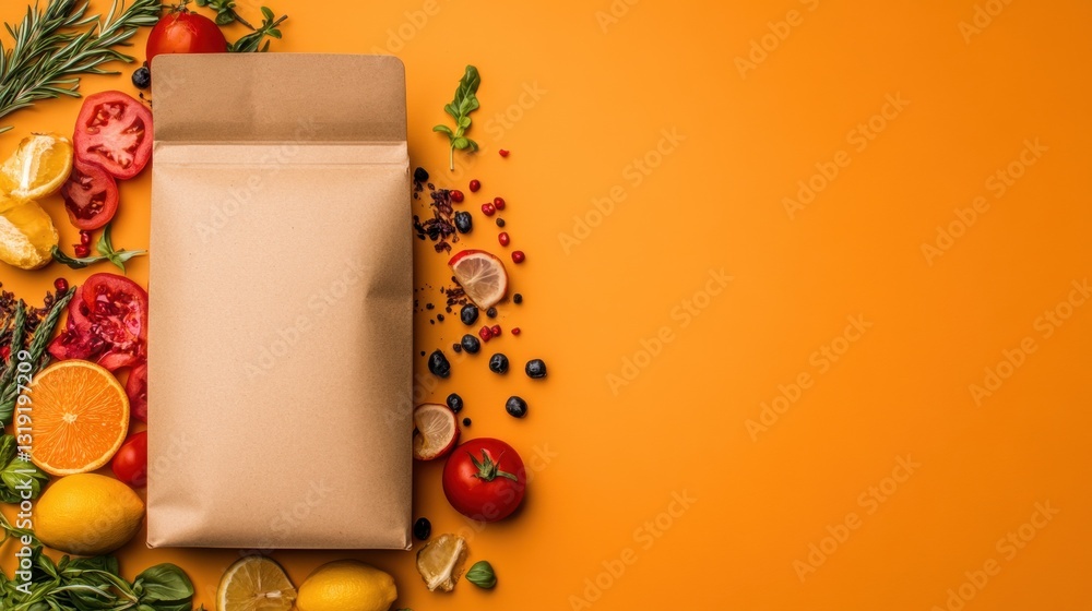 Colorful vegetables and fruits on a vibrant backdrop Colorful vegetables and fruits on a vibrant backdrop