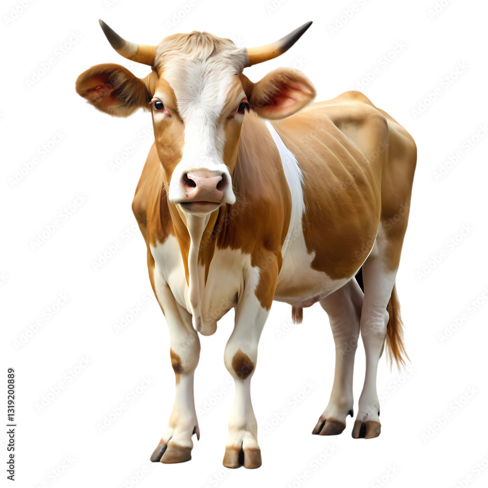 Brown & White Cow Image on transparent background Brown & White Cow Image on transparent background