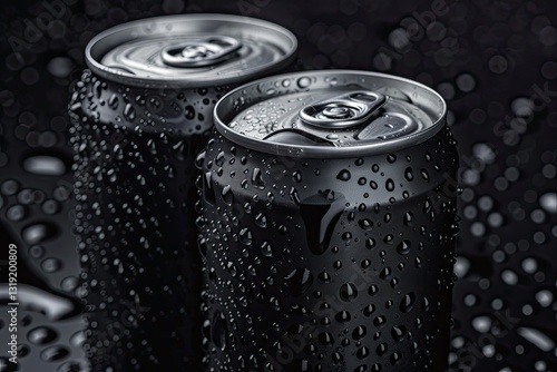 Wallpaper Mural Clear Pixel Image of Black Aluminum Cans with Water Droplets on a Black Background Torontodigital.ca