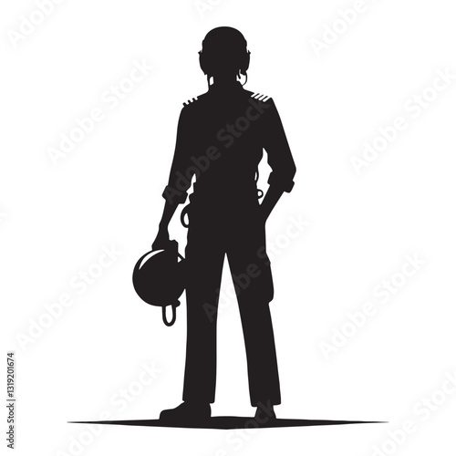 Trailblazing Pilot silhouette, leading the way in aviation - Pilot illustration - Minimalist Pilot vector - Profession silhouette

