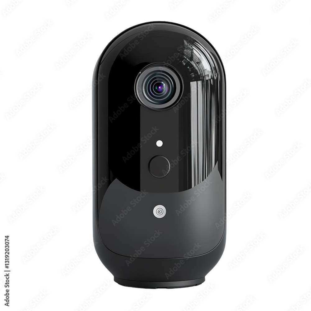 Sleek Black Security Camera on Transparent PNG Background Sleek Black Security Camera on Transparent PNG Background
