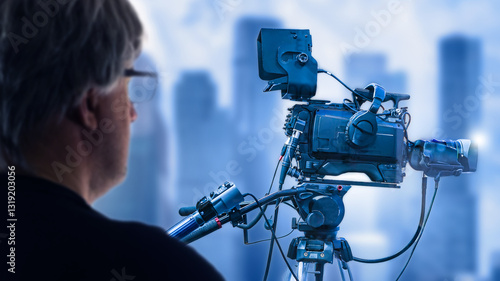 Man videographer. Filming e...