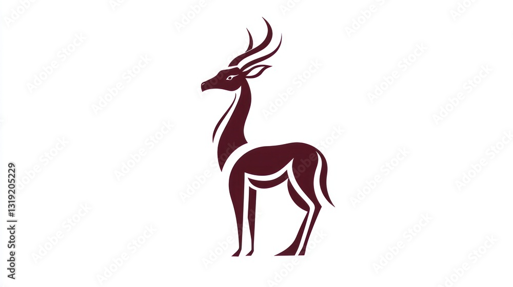 Fototapeta premium Silhouetted Deer, Profile View, Decorative Style, Graphic Design