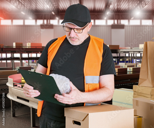 Man near warehouse conveyor...