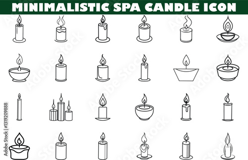 Minimalist Spa Candle Icons Diverse Designs for Wellness Branding