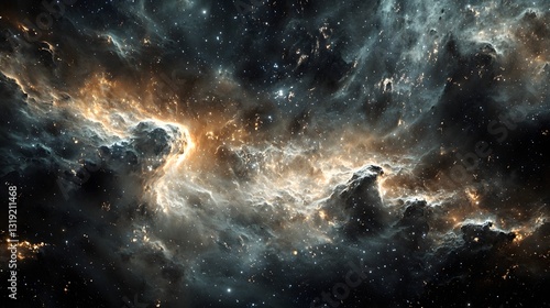 Fototapeta Naklejka Na Ścianę i Meble -  97. A galactic river of dark energy flowing through interstellar space, symbolizing the essence of creation