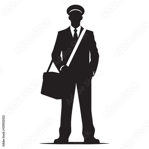 Trustworthy Postal Worker silhouette, a symbol of reliable service - Postal Worker illustration - Minimalist Postal Worker vector - Profession silhouette
