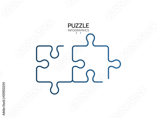 Puzzle infographic with two piece business presentation. Circle infograph. 2 Step puzzle round process diagram.
