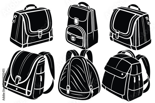 Schoolbag silhouette on white background