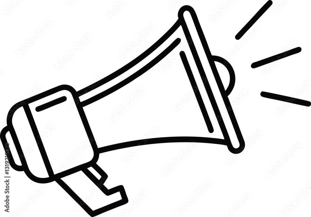 megaphone line art vector, hand holding megaphone silhouette vector illustration megaphone line art vector, hand holding megaphone silhouette vector illustration