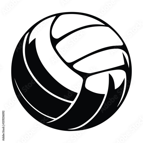 Classic Volleyball Icon  Minimalist Black and White Graphic Depicting the Iconic Sport Ball with Clean Lines
