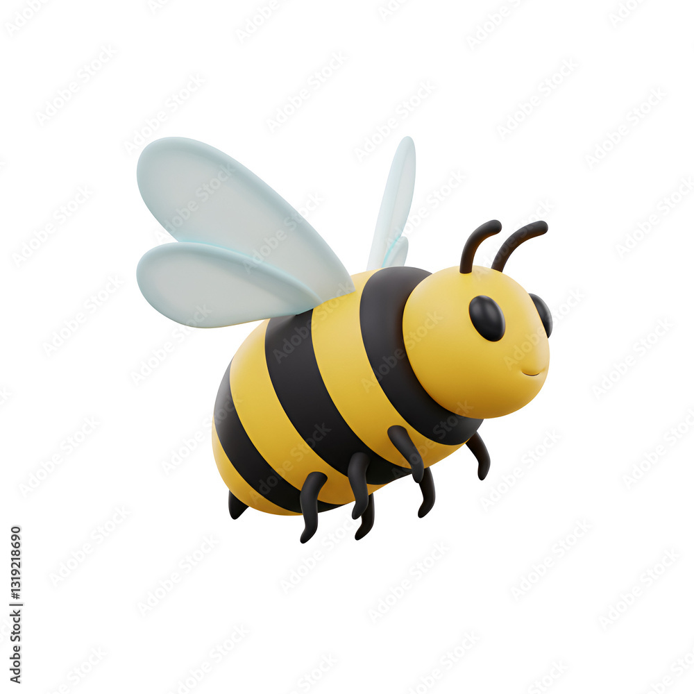 Flying Bee Line Icon with Wings and Stripes Flying Bee Line Icon with Wings and Stripes