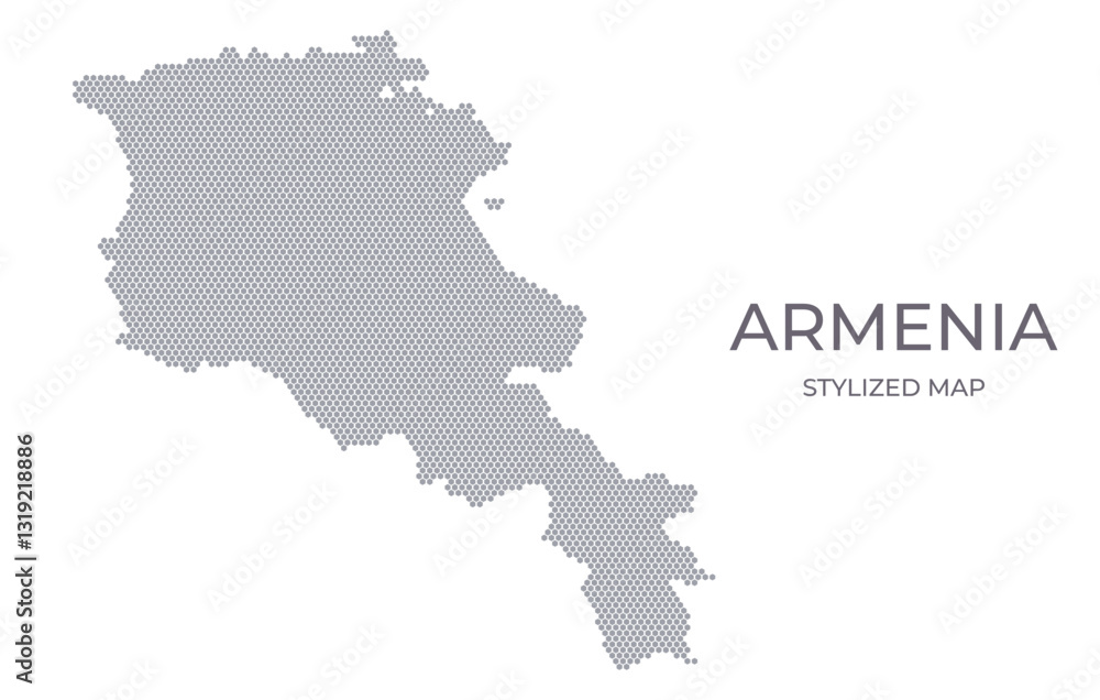 Obraz premium Stylized map of the Armenia made from hexagons
