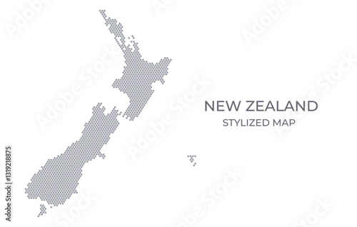 Stylized map of the New Zealand made from hexagons