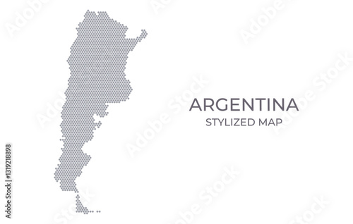 Stylized map of the Argentina made from hexagons