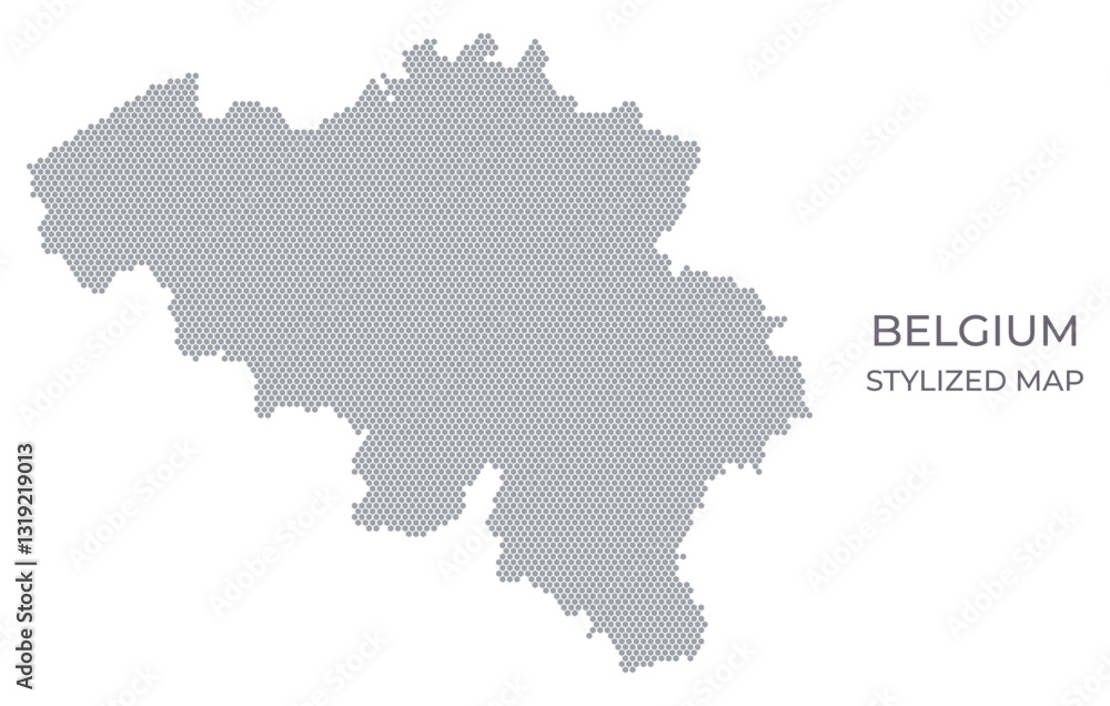 Stylized map of the Belgium made from hexagons Stylized map of the Belgium made from hexagons