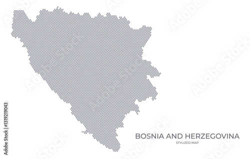 Stylized map of the Bosnia and Herzegovina made from hexagons