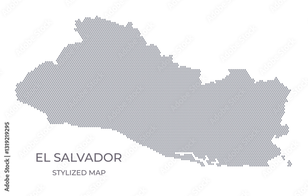 Fototapeta premium Stylized map of the El Salvador made from hexagons