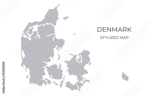 Stylized map of the Denmark made from hexagons