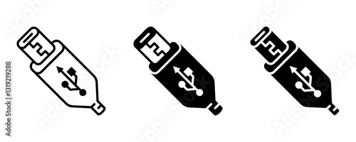 usb icon set flat vecktor trendy popular simple