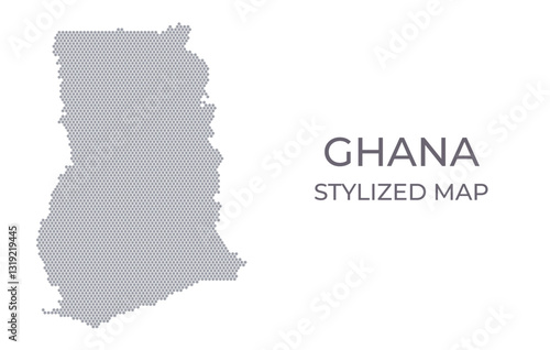 Stylized map of the Ghana made from hexagons