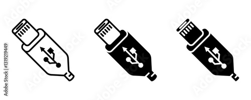 usb icon set flat vecktor trendy popular simple
