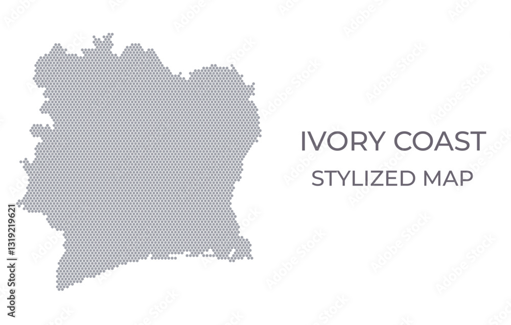 Obraz premium Stylized map of the Ivory Coast made from hexagons