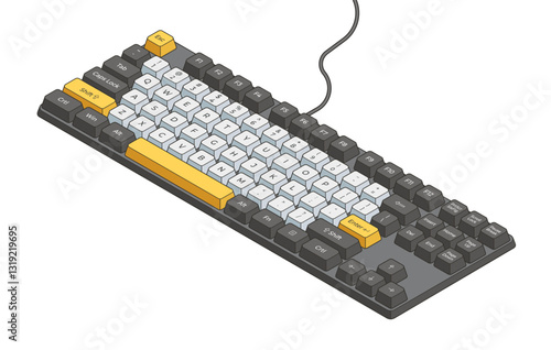 Vector isometric illustration of a gaming keyboard