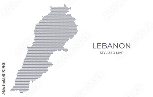 Stylized map of the Lebanon made from hexagons