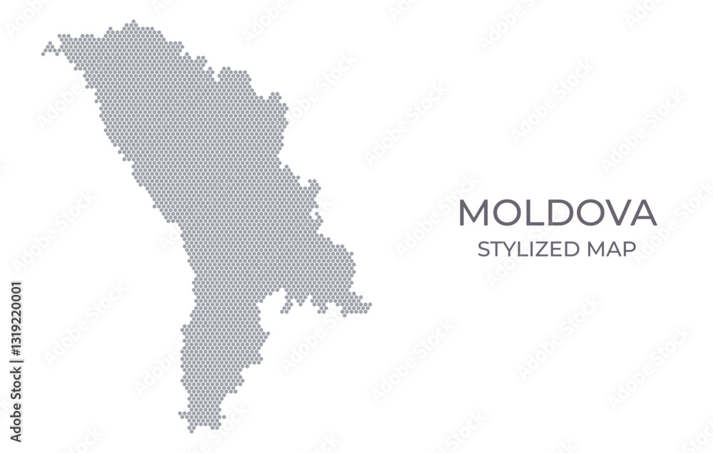 Fototapeta premium Stylized map of the Moldova made from hexagons
