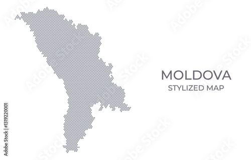 Stylized map of the Moldova made from hexagons