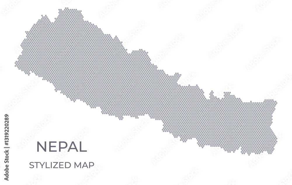 Fototapeta premium Stylized map of the Nepal made from hexagons